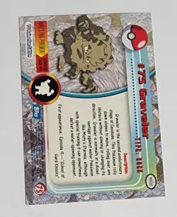 1999 Topps Pokemon TV Animation Series 1 Graveler #75 Blue Logo Non Holo - Image 2