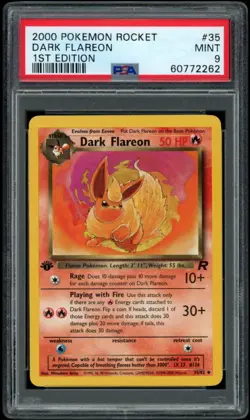 PSA 9 Mint Dark Flareon 35/82 1st Edition Uncommon 2000 Pokemon Rocket - Image 1