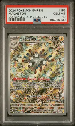 2024 POKEMON SURGING SPARKS POKEMON CENTER ETB PROMO SVP EN #159 MAGNETON PSA 10 - Image 1