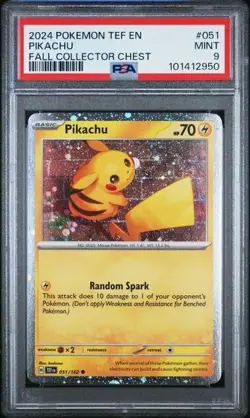 Pokemon🔥PIKACHU 051/162🔥PSA 9🔥POP 4🔥SWIRL tail🔥Cosmos PROMO Temporal Forces - Image 1