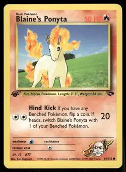 Pokemon Tcg Blaine's Ponyta [1st Edition] #64 Pokemon Gym Challenge NM - Image 1