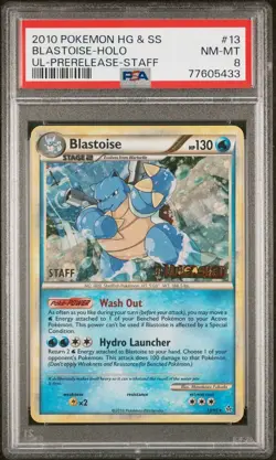 Pokemon 2010 HGSS Unleashed Blastoise 13/95 Staff pre-release PSA 8 - Image 1