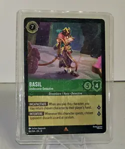 Disney Lorcana Basil Undercover Detective Cold Foil Card 86/204 Reign of Jafar - Image 1
