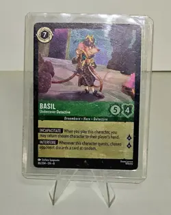 Disney Lorcana Basil Undercover Detective Cold Foil Card 86/204 Reign of Jafar - Image 3