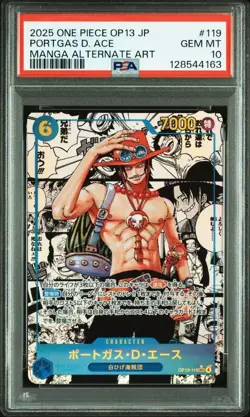 One Piece Portgas D Ace SEC Comic Parallel PSA10 Super Rare Comipara Card - Image 1