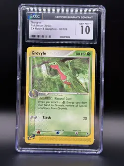 CGC 10 PRISTINE Grovyle 2003 EX Ruby & Sapphire 32/109 Pokemon Card - Image 1