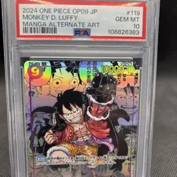 One Piece Monkey D Luffy SEC Comic Parallel OP09 PSA10 Emperor Edition Card - Image 3