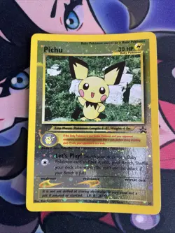 Pokemon TCG Reverse Holo Pichu Black Star Promo #35 Holo Foil - 3 SWIRL- Lp - Image 1
