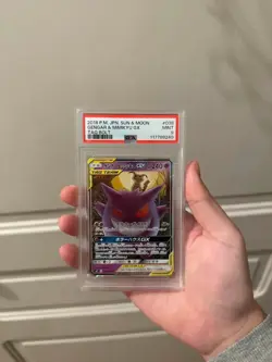 PSA 9 Gengar & Mimikyu GX Tag Bolt Sun & Moon sm9 038/095 2018 Japanese Pokemon - Image 1