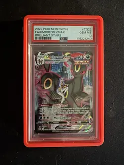2022 POKEMON SWORD & SHIELD BRILLIANT STARS #TG23 FULL ART/UMBREON VMAX PSA 10 - Image 1