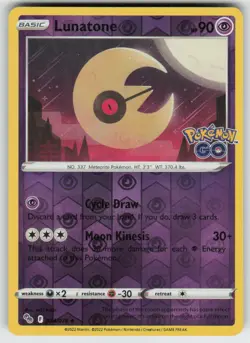 Lunatone Reverse Holo Uncommon Pokemon GO 034/078 LP-NM - Image 1