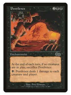Pestilence Magic The Gathering Urza's Saga Common LP Lightly Played Single Card - Image 1