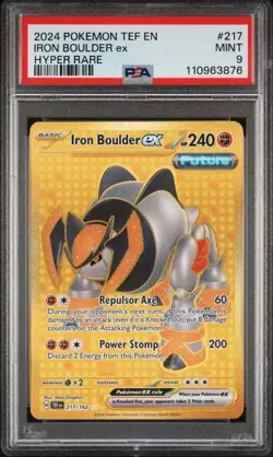 IRON BOULDER EX #217/162 PSA 9 TEMPORAL FORCES POKEMON HYPER RARE FULL ART GOLD - Image 1