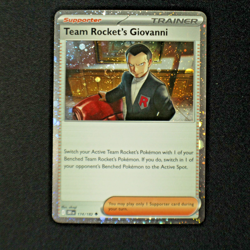 2025 Pokemon Destined Rivals Team Rockets Giovanni Cosmos Holo Swirl 174/182 - Image 1