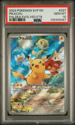 2023 POKEMON PALDEA EVOLVED ELITE TRAINER BOX SVP EN-SV #027 PIKACHU PSA 10 - Image 1