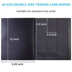 360 Card Pocket Binder with Elastic 9 Pocket Trading Cards Album Folder, Black - Image 3