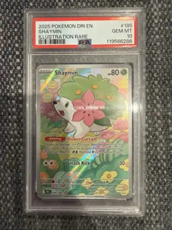 Pokemon TCG 2025 Destined Rivals Shaymin Illustration Card 185/182 PSA 10 Gem - Image 1