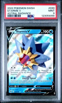 2022 POKEMON SWORD & SHIELD ASTRAL RADIANCE #030 STARMIE V !POP 36! PSA MINT 9 - Image 1
