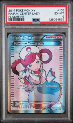 PSA 6 2014 POKEMON XY FLASHFIRE #105 FA/P.M. CENTER LADY FLASHFIRE - Image 1
