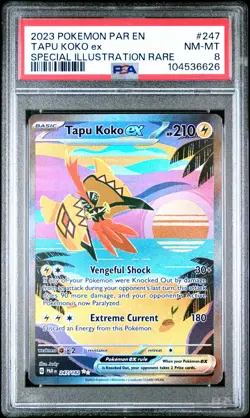 2023 POKEMON PAR EN-PARADOX RIFT SPECIAL ILLUSTRATION RARE TAPU KOKO EX PSA 8 - Image 1