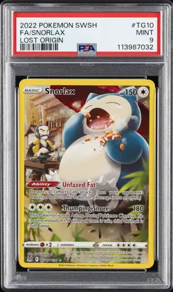 2022 POKEMON SWORD & SHIELD LOST ORIGIN #TG10 FULL ART/SNORLAX PSA 9 - Image 1