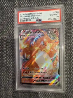 Charizard VMAX Full Art Holo PSA 10 Gem Mint 20/189 2020 Pokemon Darkness Ablaze - Image 1