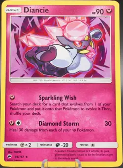 Diancie 94/147, Holo Rare, 2017 Burning Shadows, LP - Pokemon TCG - Image 1