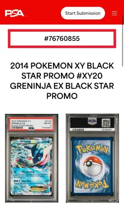 2014 POKEMON XY BLACK STAR PROMO #XY20 GRENINJA EX PSA 8 - Image 3