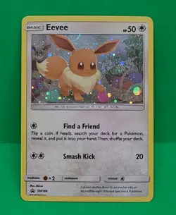 Pokemon Unbroken Bonds MINT Condition Cosmos Swirl Holo Eevee SM184 Rare Card - Image 3