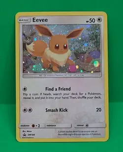 Pokemon Unbroken Bonds MINT Condition Cosmos Swirl Holo Eevee SM184 Rare Card - Image 4
