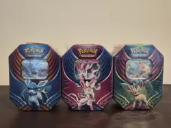 Pokemon TCG Sylveon, Glaceon, Leafeon GX Fall Celebration Sealed 3 Tin Set - Image 1