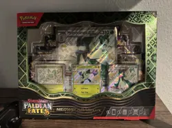 Pokemon TCG PALDEAN FATES Meowscrada Ex Premium Collection 8 Booster Packs NEW - Image 1