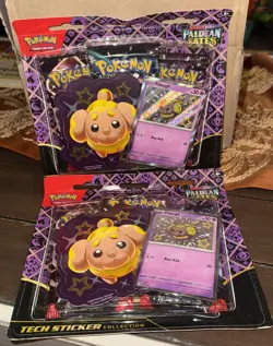 Pokemon TCG Paldean Fates Tech Sticker Collection Shiny Fidough LOT of 2 sealed - Image 1