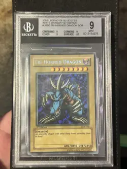 Yu-Gi-Oh! TCG Tri-Horned Dragon Lob - 000 1st Edition WAVY/FADED BGS 9 MINT - Image 2