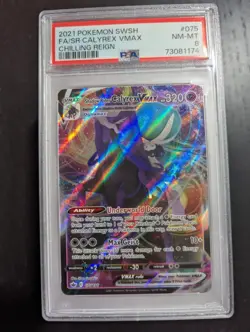 2021 Pokemon SWSH FA/SR Calyrex VMAX Chilling Reign Card #075 PSA 8 - Image 1