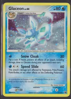 Swirled Pokemon TCG Glaceon LV.44 Holo Rare Card Majestic Dawn 5/100 Holo - Image 1
