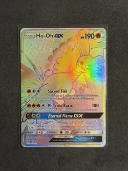Pokemon Ho-Oh GX SM80 Sun & Moon Black Star Promo Full Art Rainbow Holo Card - Image 1