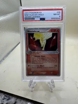 PSA 8 Pokemon 2004 EX Hidden Legends Ninetales #96 Holo SWIRL - Image 1