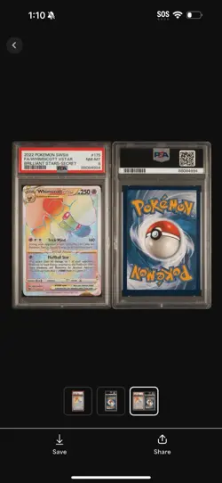 2022 POKEMON SWORD & SHIELD BRILLIANT STARS #175 FULL ART/WHIMSICOTT VSTAR PSA 8 - Image 4