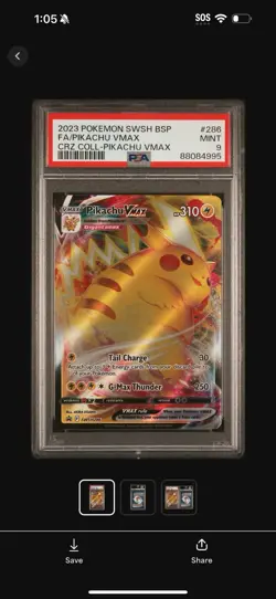 2023 POKEMON SWSH BLACK STAR PROMO #286 FULL ART/PIKACHU VMAX PSA 9 - Image 1
