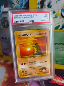 Pokemon Card Brock's Sandshrew Snadsn Leaders Sta Japanese Gym heroes 1998 PSA 9 - Image 1