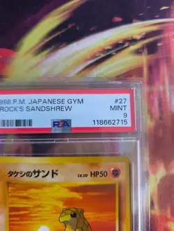 Pokemon Card Brock's Sandshrew Snadsn Leaders Sta Japanese Gym heroes 1998 PSA 9 - Image 4