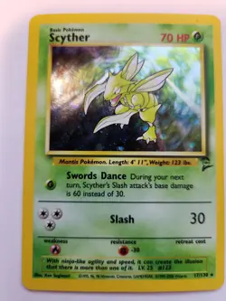 Scyther Base Set 2 Holo Pokemon Card WOTC NM - Image 1