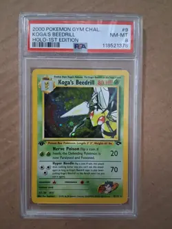1st Edition Koga's Beedrill 9/132 PSA 8 NM-Mint Gym Heroes Holo Pokemon Card - Image 1