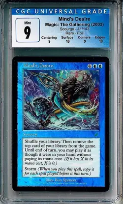 MAGIC MTG SCOURGE FOIL MIND'S DESIRE R B CGC 9 Quad (9,9,10,10) Almost 9.5 BGS - Image 1