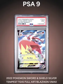 2022 POKEMON SWORD & SHIELD SILVER TEMPEST TG15 FULL ART/BLAZIKEN VMAX PSA 9 - Image 1