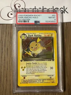 PSA 8 - Pokemon DARK RAICHU 83/82 - TEAM ROCKET 1st Edition - Holo NEAR MINT - Image 1