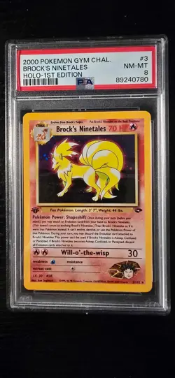 2000 POKEMON GYM CHALLENGE #3 NM - MT PSA 8 BROCK'S NINETALES HOLO 1ST EDITION - Image 1