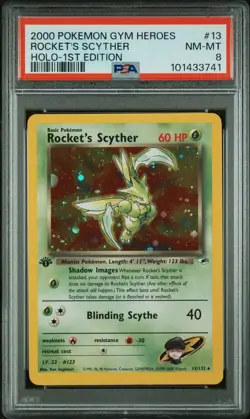 2000 Pokemon Gym Heroes Rocket's Scyther 1st Edition Holo 13/132 PSA 8 NM-MT - Image 1