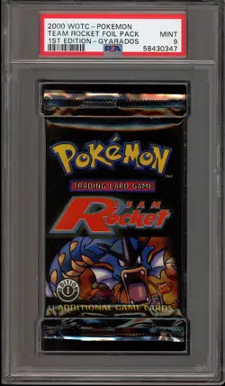 Pokemon Team Rocket 1st Edition Gyarados Art Authentic Sealed Booster Pack PSA 9 - Image 1